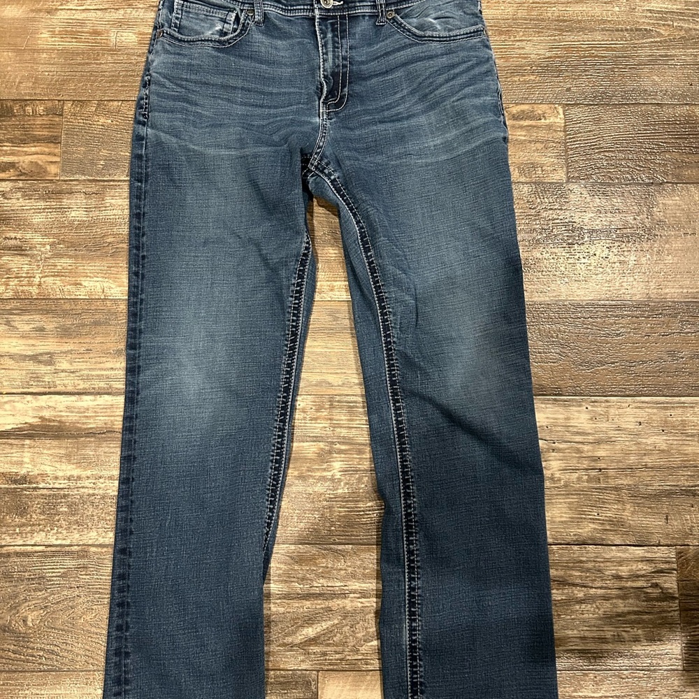 BKE Men's Dark Blue Straight Jeans